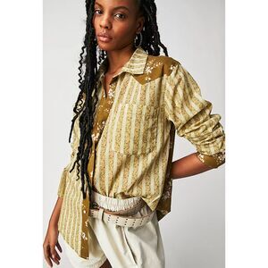 Free People My Rose Button Down Size XS Western Floral Pearl Snap BOHO